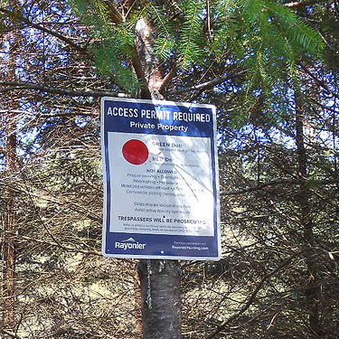 Rayonier permit sign, vicinity of Glenoma, Lewis County, Washington