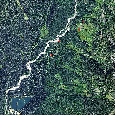 2015 aerial view, Gold Creek Valley near Snoqualmie Pass, Washington