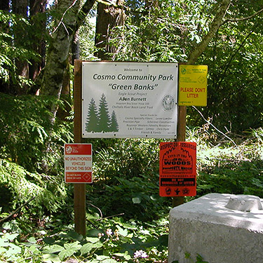 park sign, Green Bank Park, West Fork Hoquiam River, Grays Harbor County, Washington