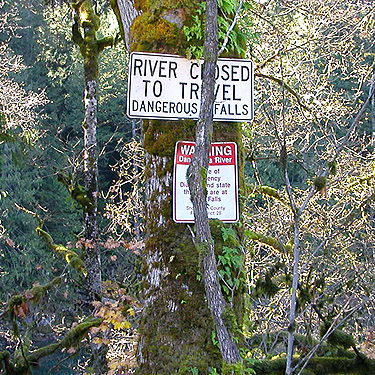 warning signs near Eagle Falls, Snohomish County, Washington