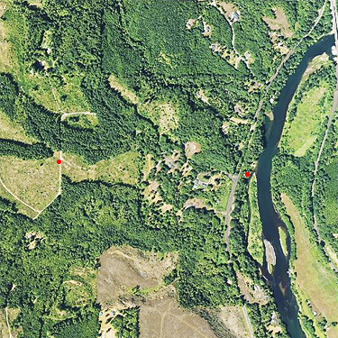 location of boat launch and clearcut sites, Hog Island area, Cowlitz County, Washington