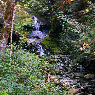 view from road of Upper Hilt Creek Falls, SE of Rockport, Skagit County, Washington