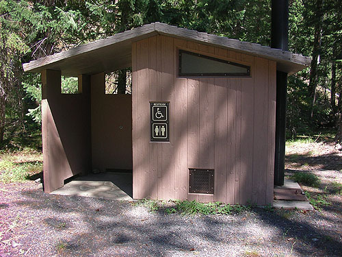 outhouse with diverse spiders, Kaner Flat Campground, Little Naches Road, Kittitas County, Washington