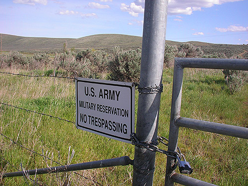 army gate at end of Silica Road, Badger Pocket, Kittitas County, Washington