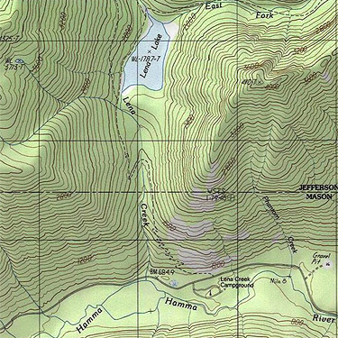topographic map of Lena Creek Trail, Olympic Mountains, Washington