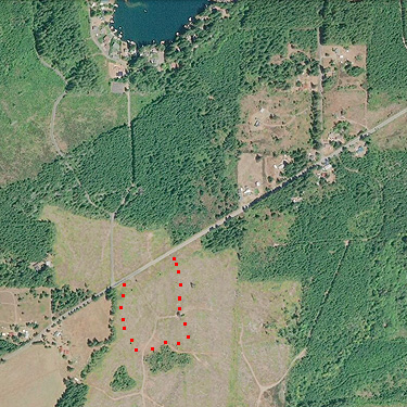 2015 aerial photo of Lost Prairie & south end of Lost Lake, Mason County, Washington