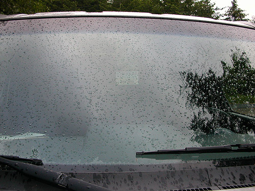rain on windshield, Lost Lake public access, Mason County, Washington