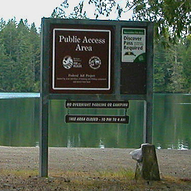 Department of Wildlife Sign at Lost Lake public access, Mason County, Washington