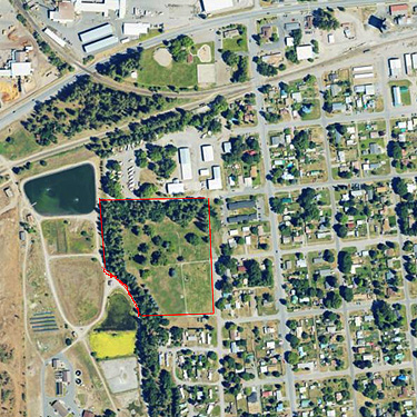 aerial view of Meyers Falls Cemetery, Kettle Falls, Washington