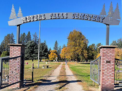 Entrance gate (photoshopped) of Meyers Falls Cemetery, Kettle Falls, Washington