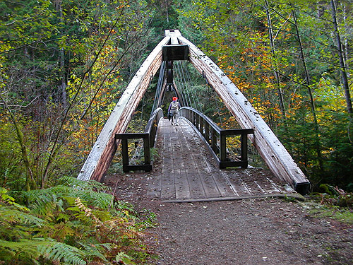 suspension footbridge over Middle Fork Snoqualmie River, Middle Fork Trailhead, King County, Washington