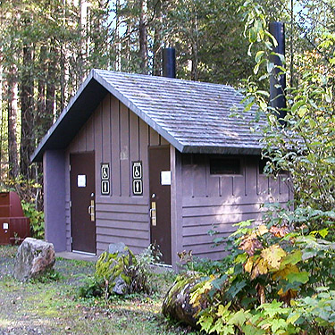 camp outhouse, Middle Fork Campground, Taylor River, King County, Washington