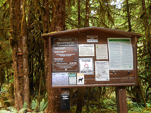 entrance sign, Mineral Park Campground, Cascade River, Skagit County, Washington