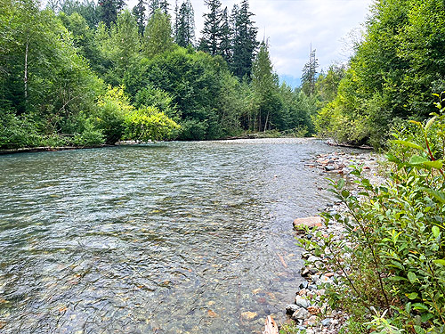 broad spot in river, Mineral Park Campground, Cascade River, Skagit County, Washington
