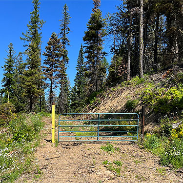 gate on old forest road, Mission Ridge Ski Area, Chelan County, Washington