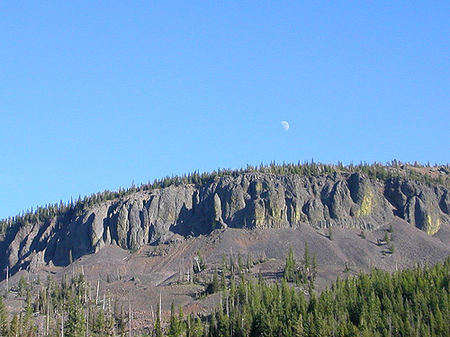 rimrock and moon, Mission Ridge Ski Area, Chelan County, Washington