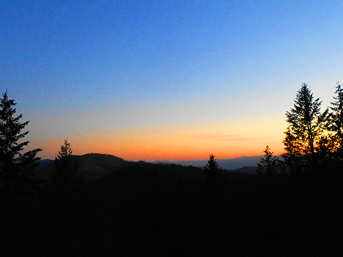 sunset from halfway down Monumental Mountain, Stevens County, Washington