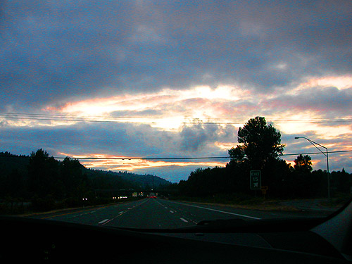 sunset from I-90 in the Washington cascades, 10 June 2023