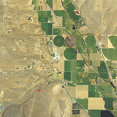 Locations of Wenas sagebrush tract and cemetery, Yakima County, Washington