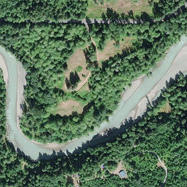 2015 aerial view of site, Nooksack River 1 mile E of Maple Falls, Whatcom County, Washington