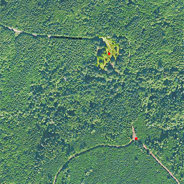 2024 aerial photo of Odd Fellows Cemetery south of Raymond, Washington