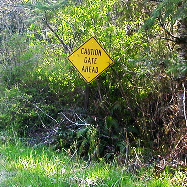 gate sign on Skykomish Resources track off Evans Road, south Lewis County, Washington