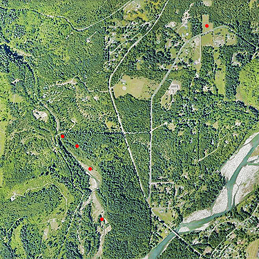 2024 aerial photo showing collecting localities near Packwood, Washington