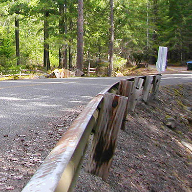guardrail on Craig Road, Skate Creek Park near Packwood, Washington