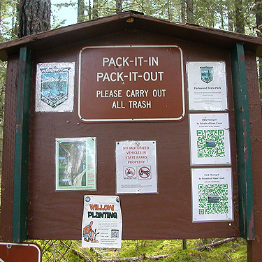 Deceptive sign welcoming visitors to Skate Creek Park, not a state park!
