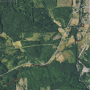 2021 aerial photo showing Willapa Hills Trail SW of Pe Ell, Lewis County, Washington