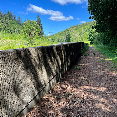 retaining wall beside Willapa Hills Trail SW of Pe Ell, Lewis County, Washington