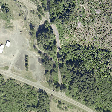2018 aerial view of Kiona Creek at Bowen Road, Lewis County, Washington