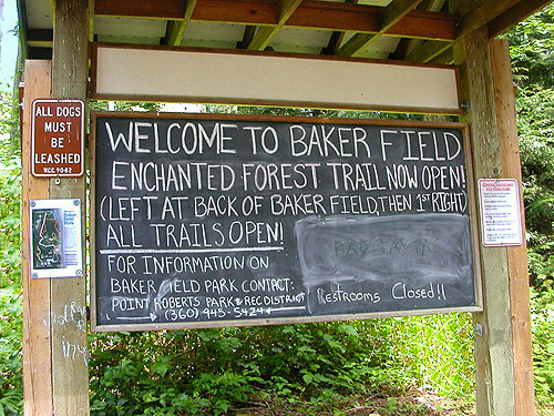 entrance sign, Baker Field Park, Point Roberts, Washington