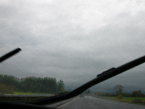 rain on windshield near Brady, Washington on 21 October 2023