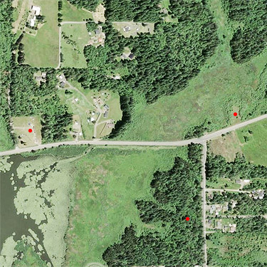 Silver Lake Cemetery area, Cowlitz County, Washington, aerial view