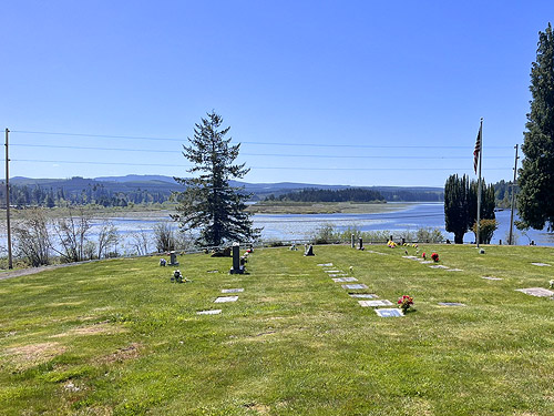 view of lake from Silver Lake Cemetery, Cowlitz County, Washington