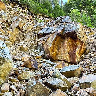 rocks in rockslide along trail, Silver Creek N of Galena, Snohomish County, Washington