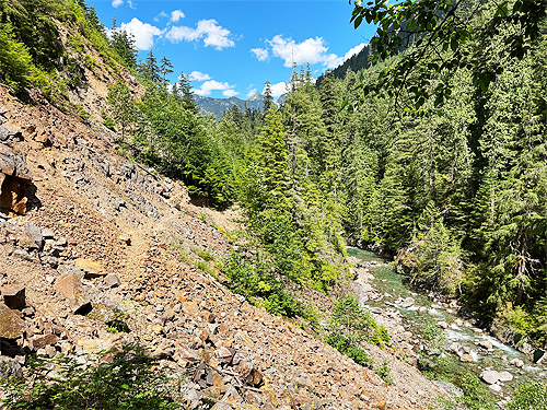 rockslide near "trailhead", Silver Creek N of Galena, Snohomish County, Washington