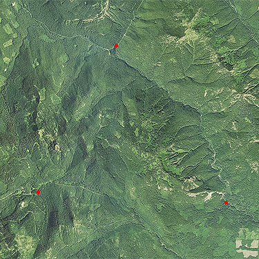 Aerial view of Skate Creek valley (in national forest), Lewis County, Washington