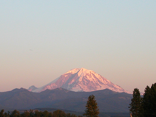 Mt. Rainier at sunset from Enumclaw, Washington