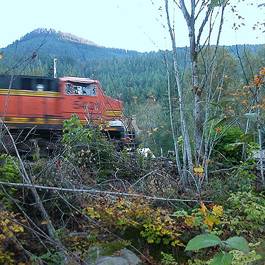 passing train, W end of W Railroad Ave., Skykomish, Washington