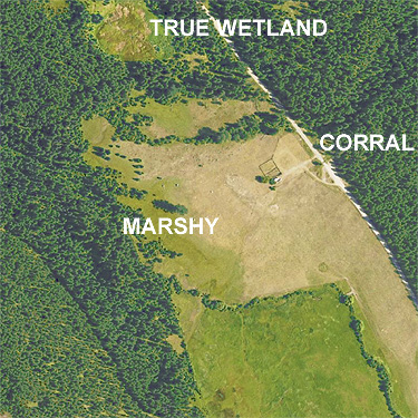 Smackout Valley corral from the air, Smackout Valley, Stevens County, Washington