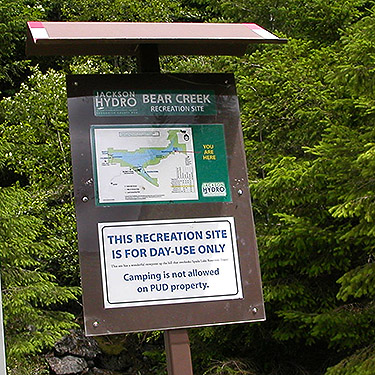 sign for Bear Creek Site, Spada Reservoir, Snohomish County, Washington
