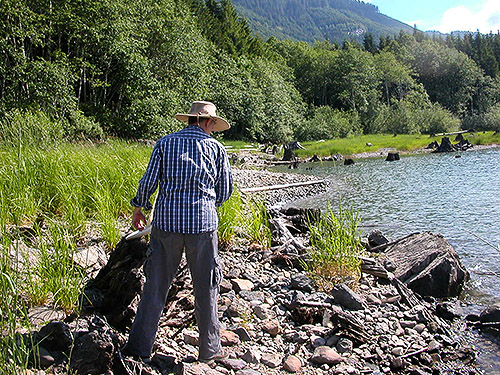 Laurel Ramseyer in lakeshore meadow, Spada Reservoir, Snohomish County, Washington