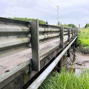 highway bridge over Stafford Creek, coastal strip at Stafford Creek mouth, Grays Harbor, Washington