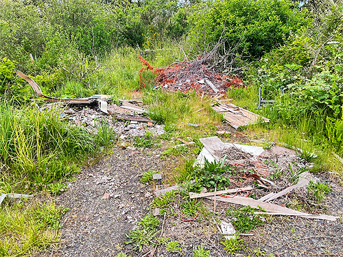 illegal dump by our parking place, coastal strip at Stafford Creek mouth, Grays Harbor, Washington