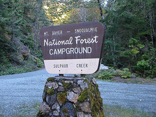 entrance sign, Sulphur Creek Campground, Snohomish County, Washington