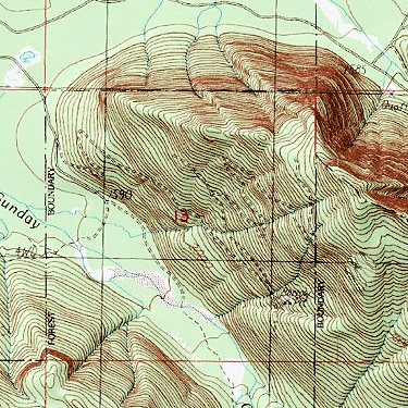 topo map of Little Kid Mountain, North Fork Snoqualmie, King County, Washington