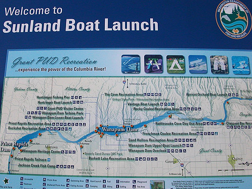 welcome sign, Sunland Boat Launch, Grant County, Washington
