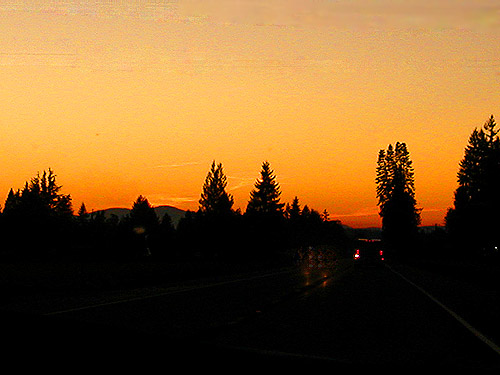 sunset along Highway 12, Lewis County, Washington, 29 October 2023